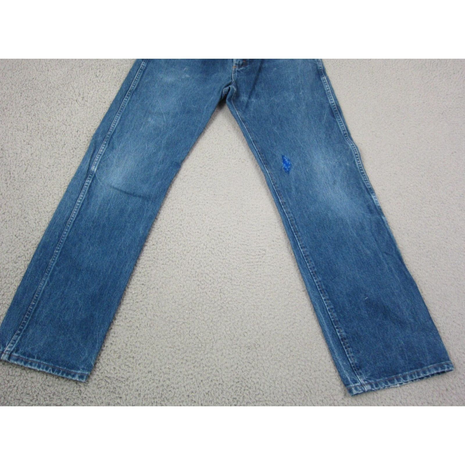 Wrangler VINTAGE Wrangler Jeans Mens 33x32 Blue Cowboy Straight Regular Fit 47MWZPW 5-Pocket Denim Cotton Zip Accessory Logo Zipper 90s Cowboy Theme Size US 33 - 3 Thumbnail