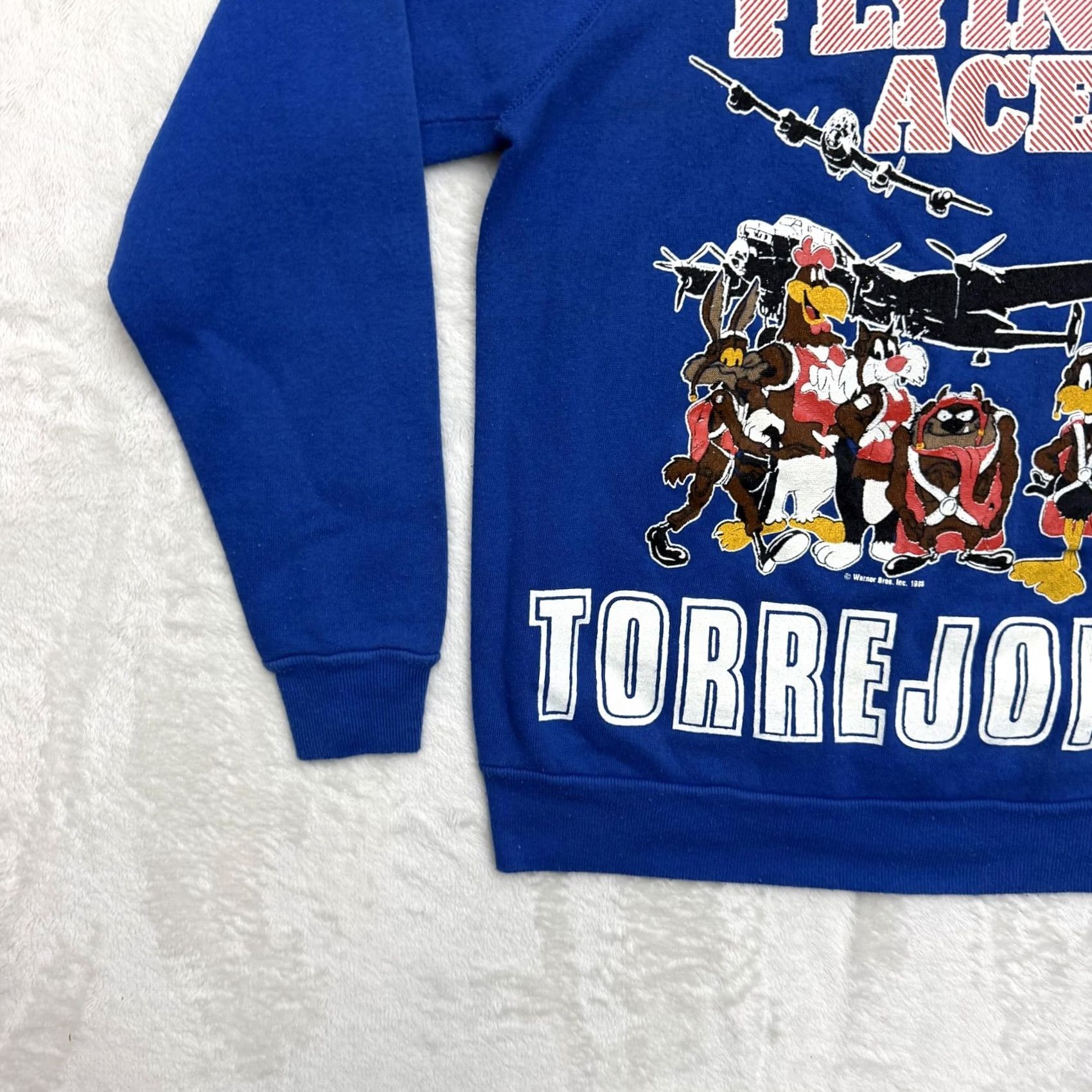 Vintage VINTAGE Artex Flying Aces Torrejon Looney Tunes Sweatshirt Mens Medium Blue 1988 Size US M / EU 48-50 / 2 - 6 Thumbnail