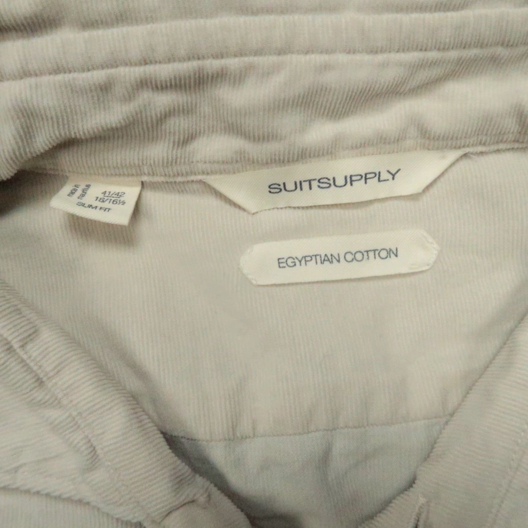 Suitsupply Suitsupply Shirt Mens L 16.5 Khaki Tan Egyptian Cotton Slim Micro Corduroy Beige Cotton Dress Shirt Long Sleeve Button Size US L / EU 52-54 / 3 - 3 Thumbnail
