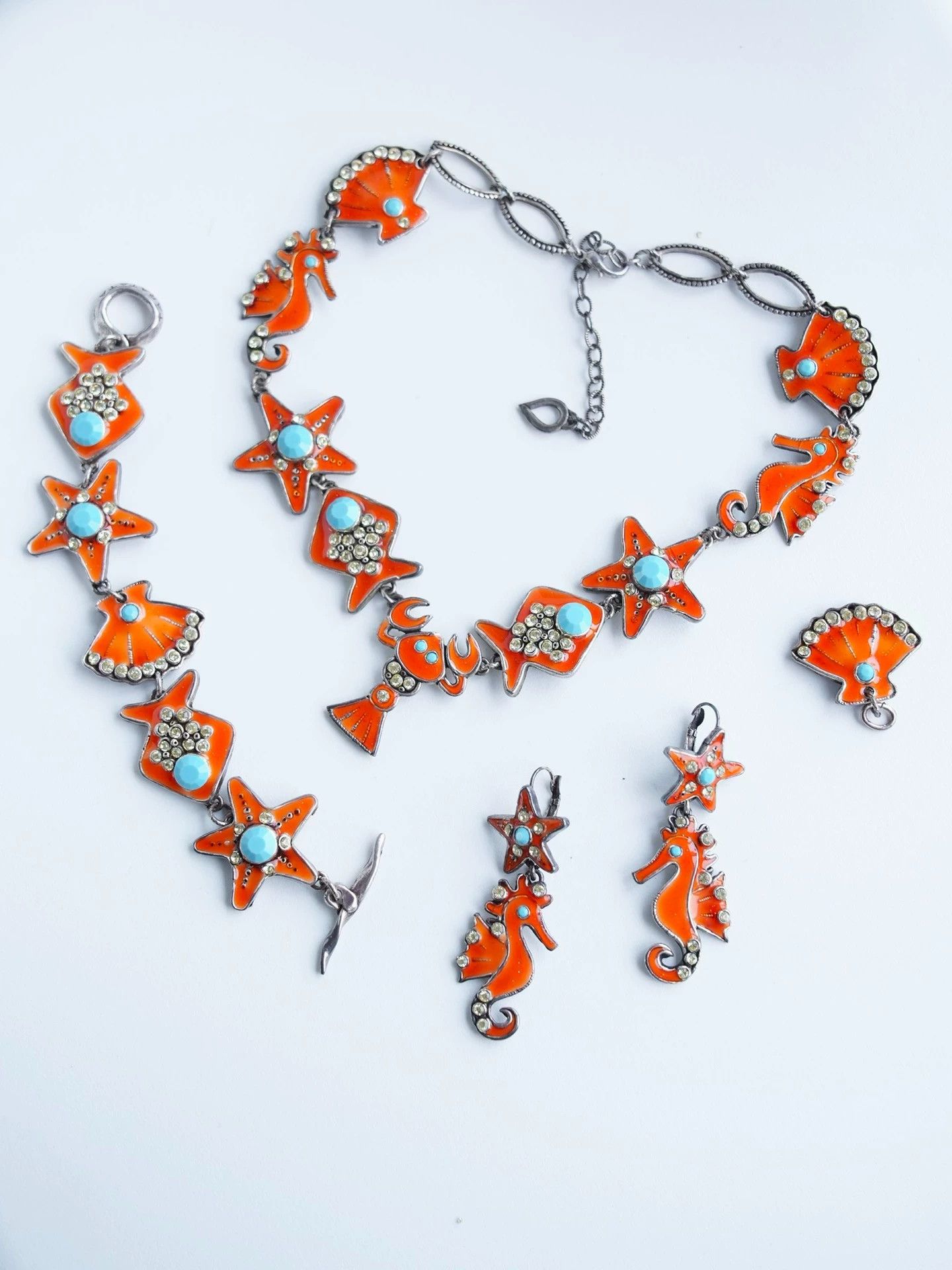 Other Taratata Ocean 4pc Enamel Rhinestone Jewelry Set Orange Size ONE SIZE - 2 Thumbnail