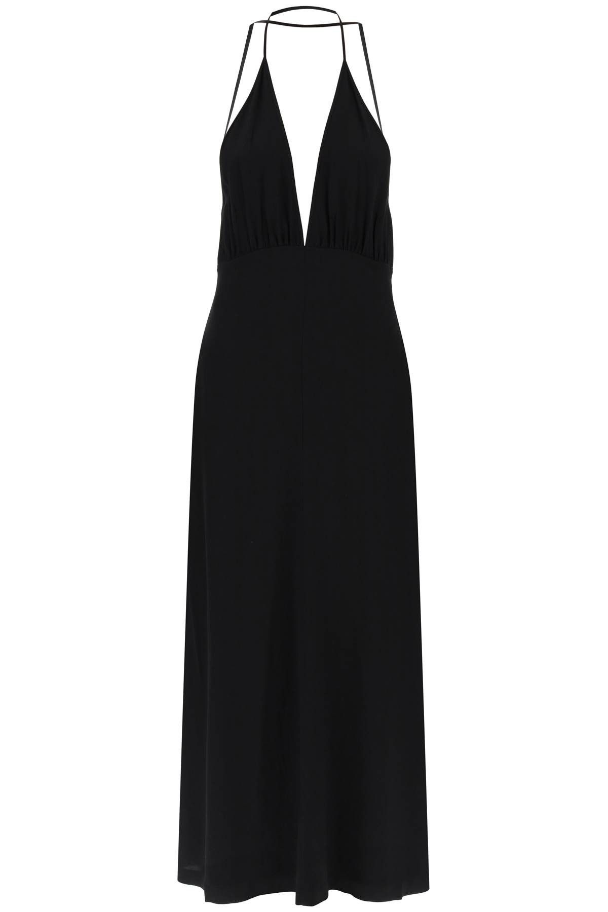 image of Toteme Silk Dress With Double Halter Neckline in Black, Women's (Size Medium)