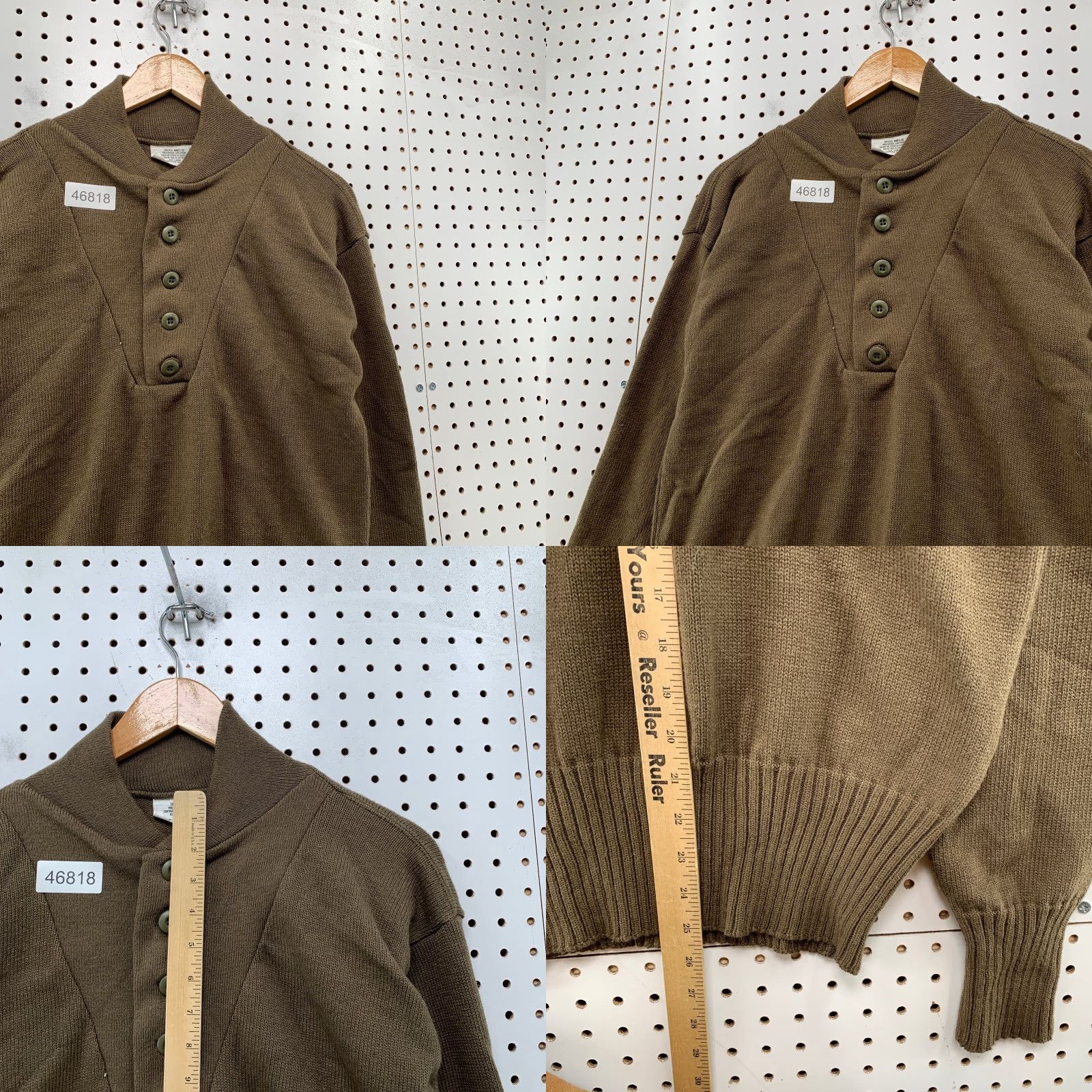 Vintage VINTAGE Military Sweater Shirt Mens L Brown Acrylic Henley Winter Knitts Mitts Knits Size US L / EU 52-54 / 3 - 8 Thumbnail