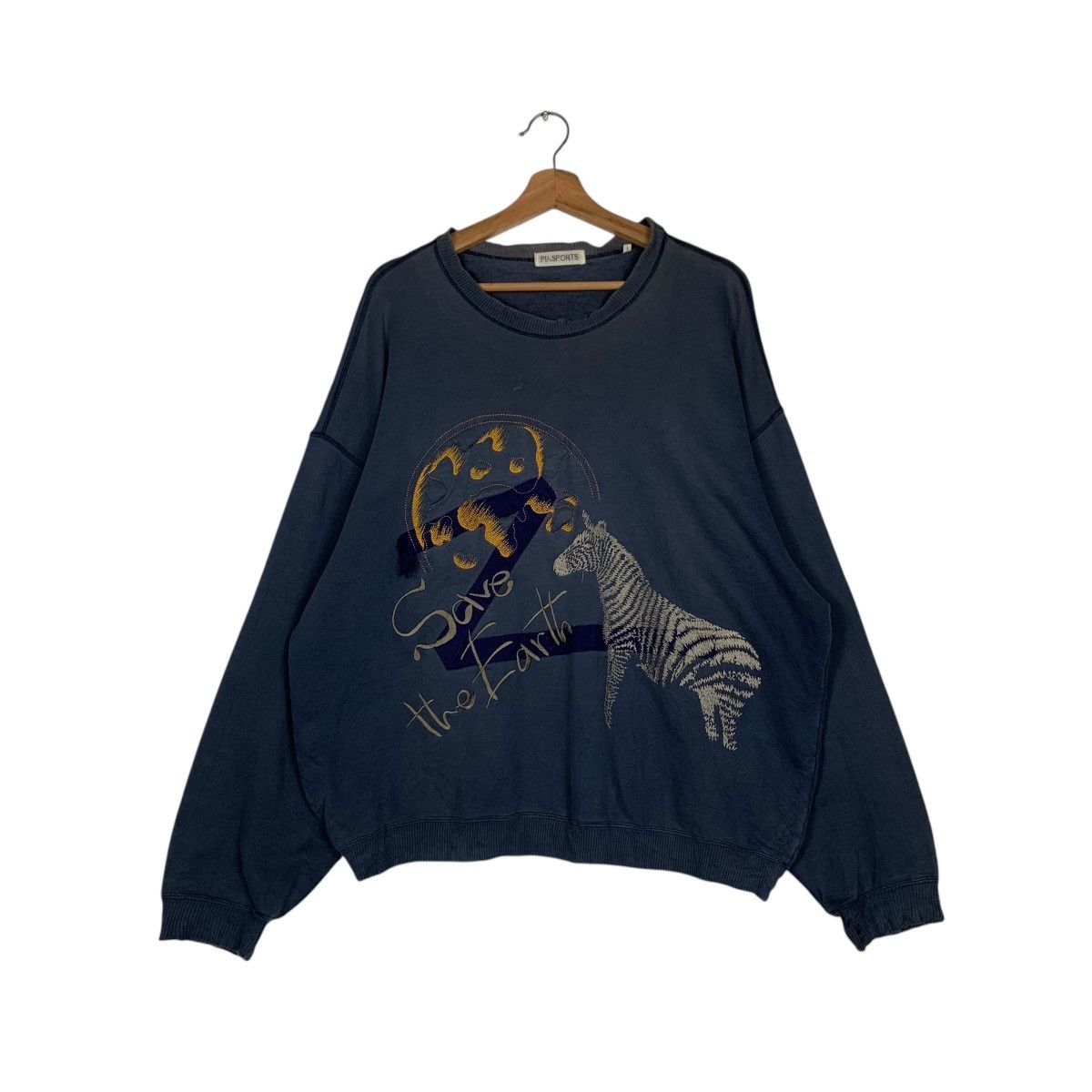 Japanese Brand PIA SPORTS Save The Earth Graphics Sweatshirt #1490-C67 Size US M / EU 48-50 / 2 - 1 Thumbnail