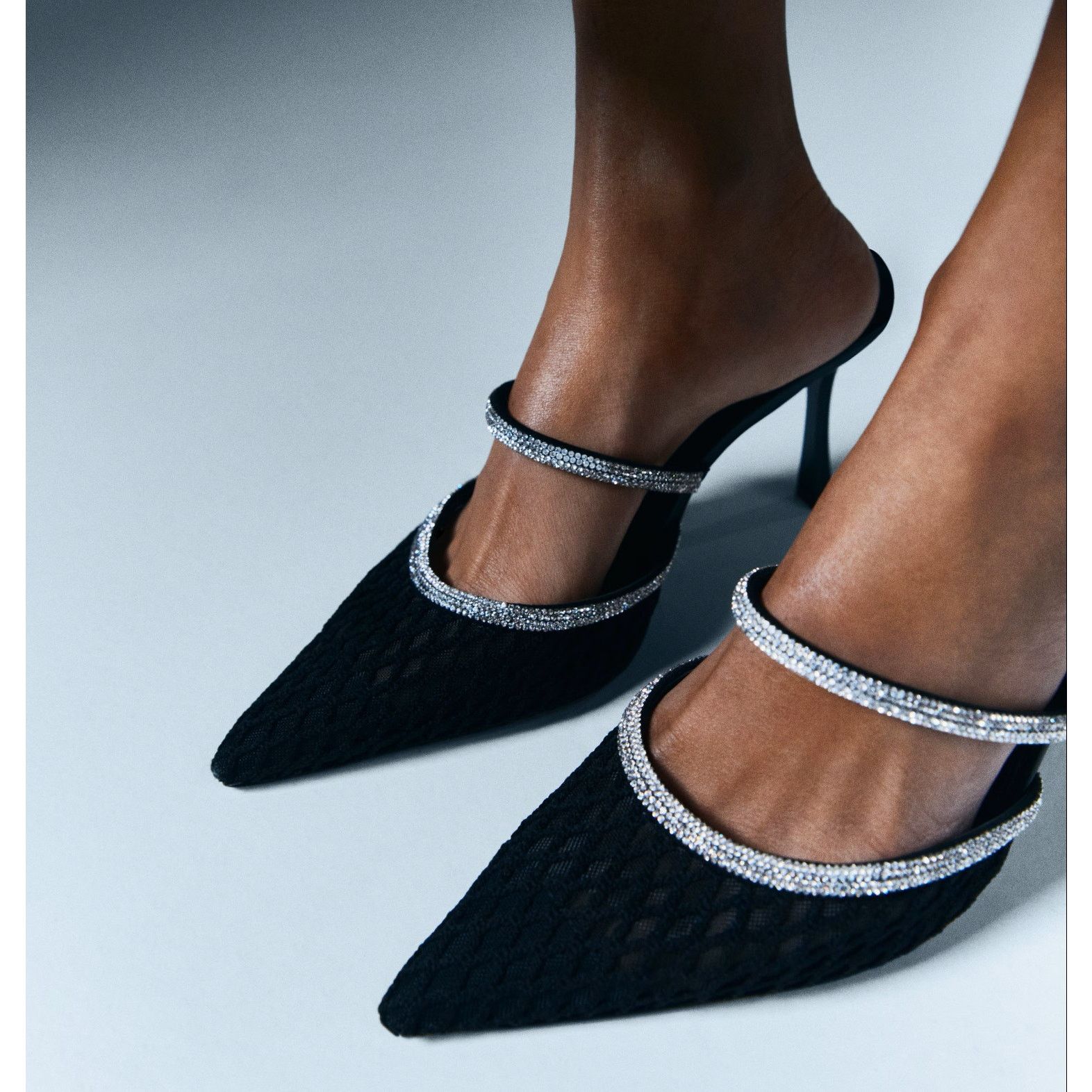 Mango MANGO Embellished Mesh Pointed Toe Heels NWT Size US 7.5 / IT 37.5 - 12 Thumbnail