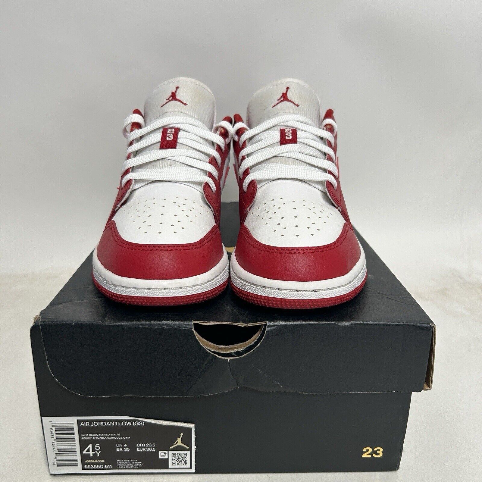 Jordan Brand Nike Shoes Air Jordan 1 Low GS “Gym Red” 2024 Size US 6 / IT 36 - 2 Thumbnail