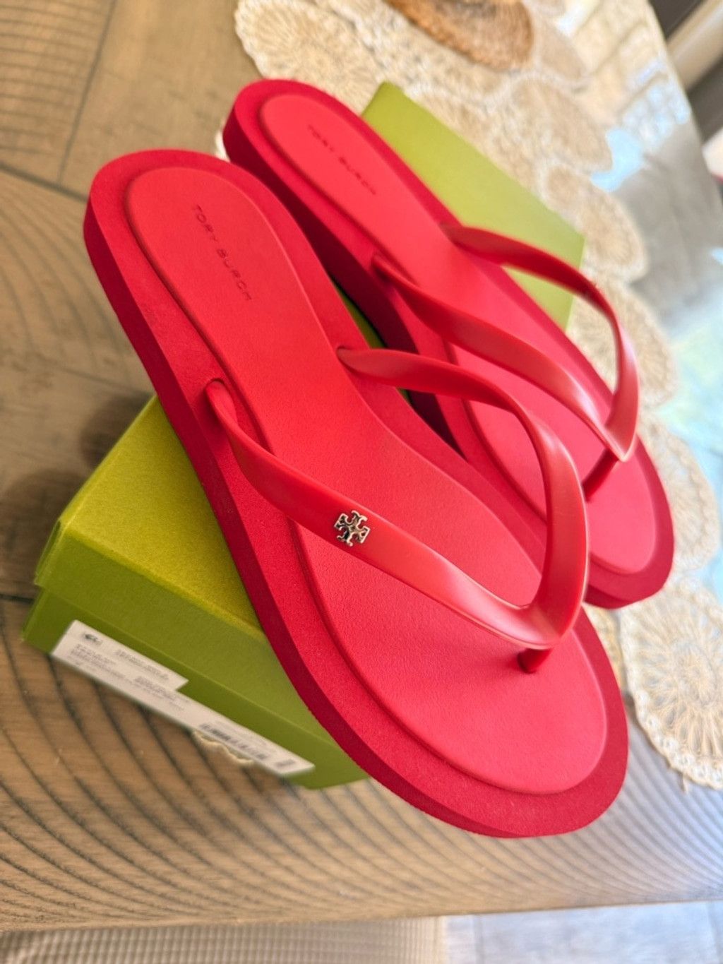 Tory Burch Tory Burch Bright Red Platform Thong Sandals Size US 9 / IT 39 - 5 Thumbnail