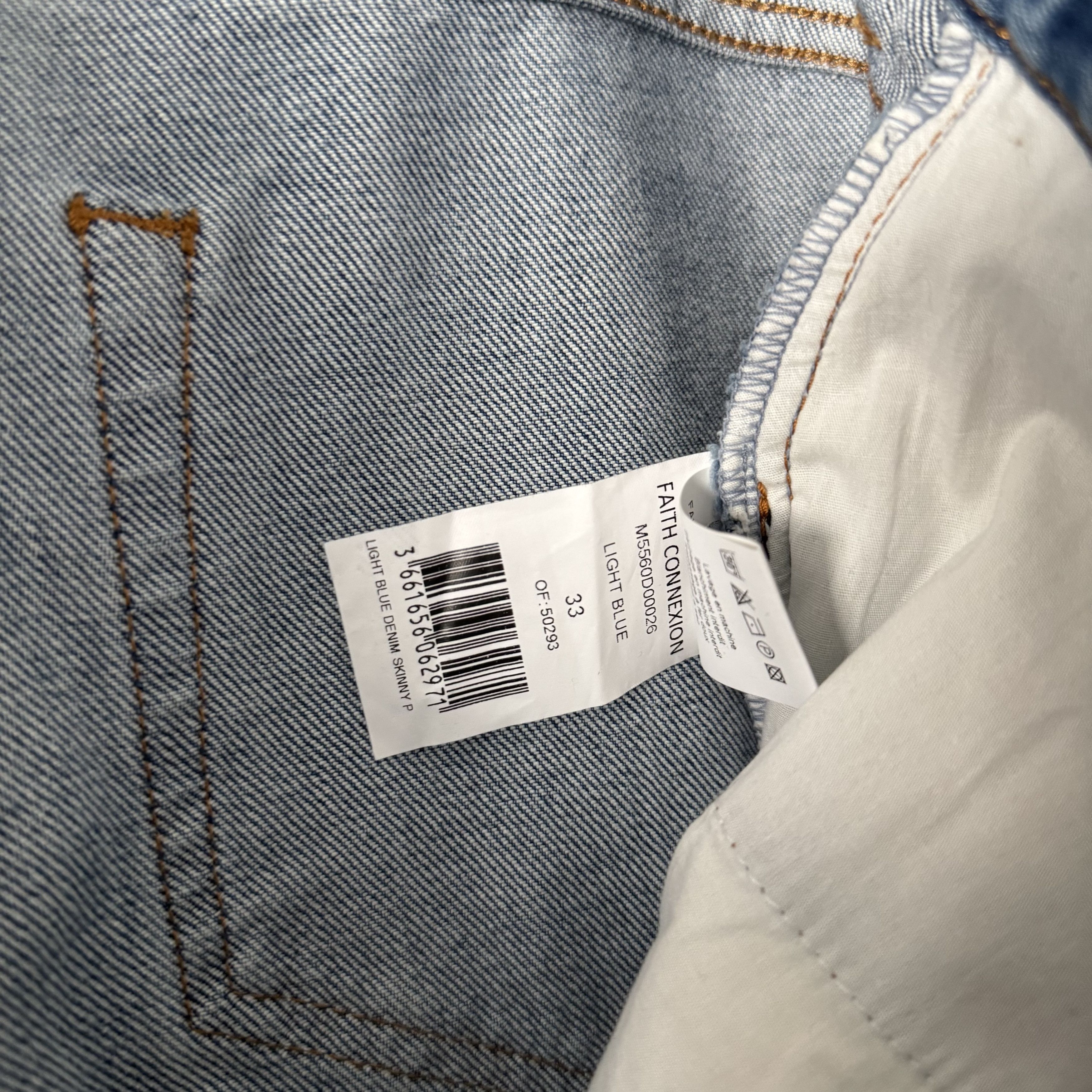 Faith Connexion Faith Connexion Light Blue Slim Fit Denim Jeans Distressed Size US 33 - 15 Thumbnail