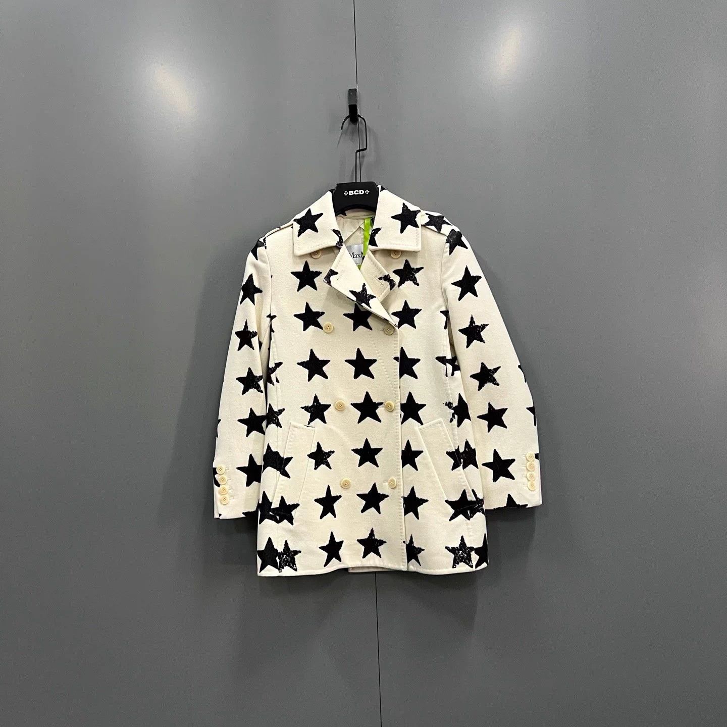 Max Mara MaxMara Star Print Double-Breasted 34 Coat 98 New Size XXS / US 00 / IT 34 - 1 Thumbnail