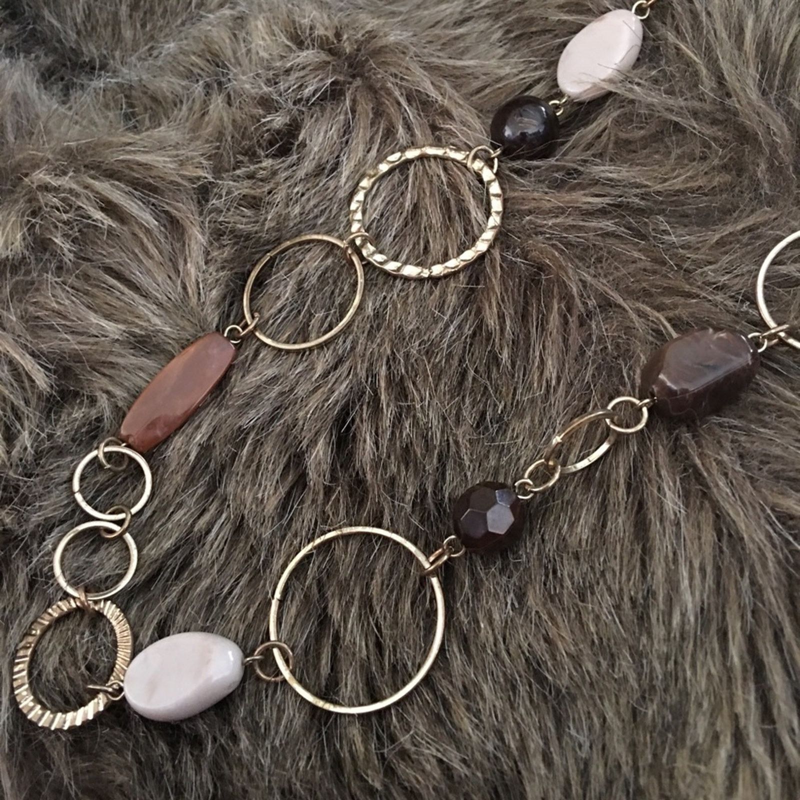Vintage Vintage brown tones acrylic bead long necklace Size ONE SIZE - 6 Thumbnail