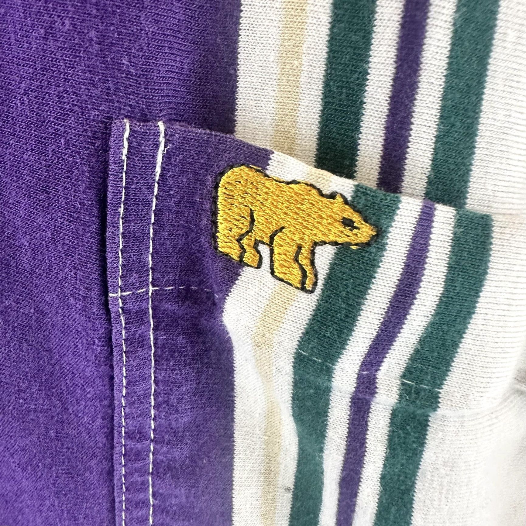 Golden Bear Vintage Golden Bear Polo Shirt Mens L Striped Pocket 90s Golf Casual Cotton Polyester Green Short Sleeve Collar Polo Shirt Mens Size US L / EU 52-54 / 3 - 6 Thumbnail