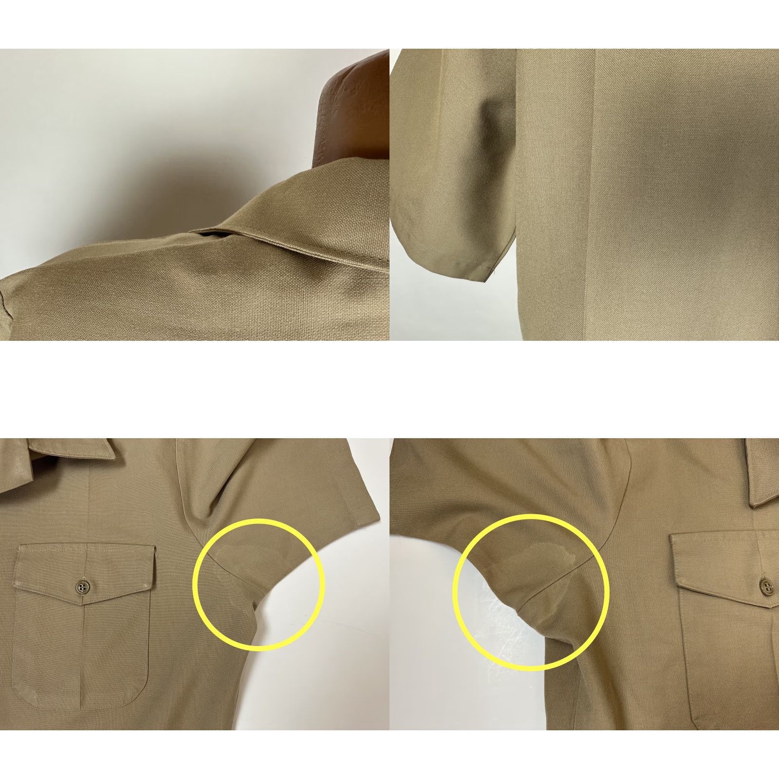 Vintage US Navy Flying Cross Shirt Men Large Khaki Wool Blend Short Sleeve Union Made Size US L / EU 52-54 / 3 - 8 Thumbnail
