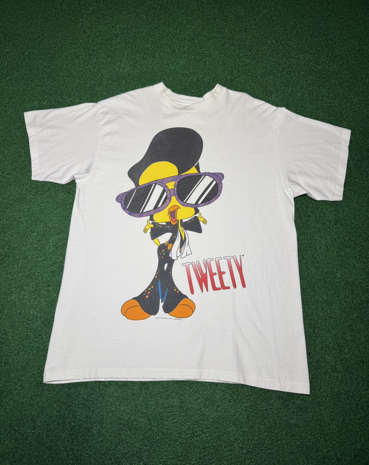 Vintage 90s Looney Tunes Elvis Presley Tweety Bird Parody T Shirt Size US XL / EU 56 / 4 - 1 Thumbnail
