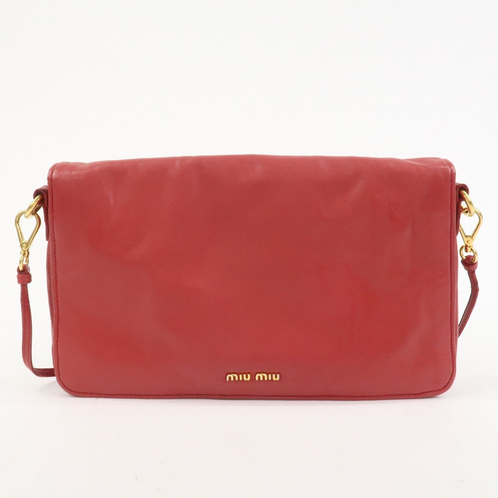 Miu Miu Miu Miu Logo Nappa Leather Flap Bag Red Size ONE SIZE - 2 Thumbnail