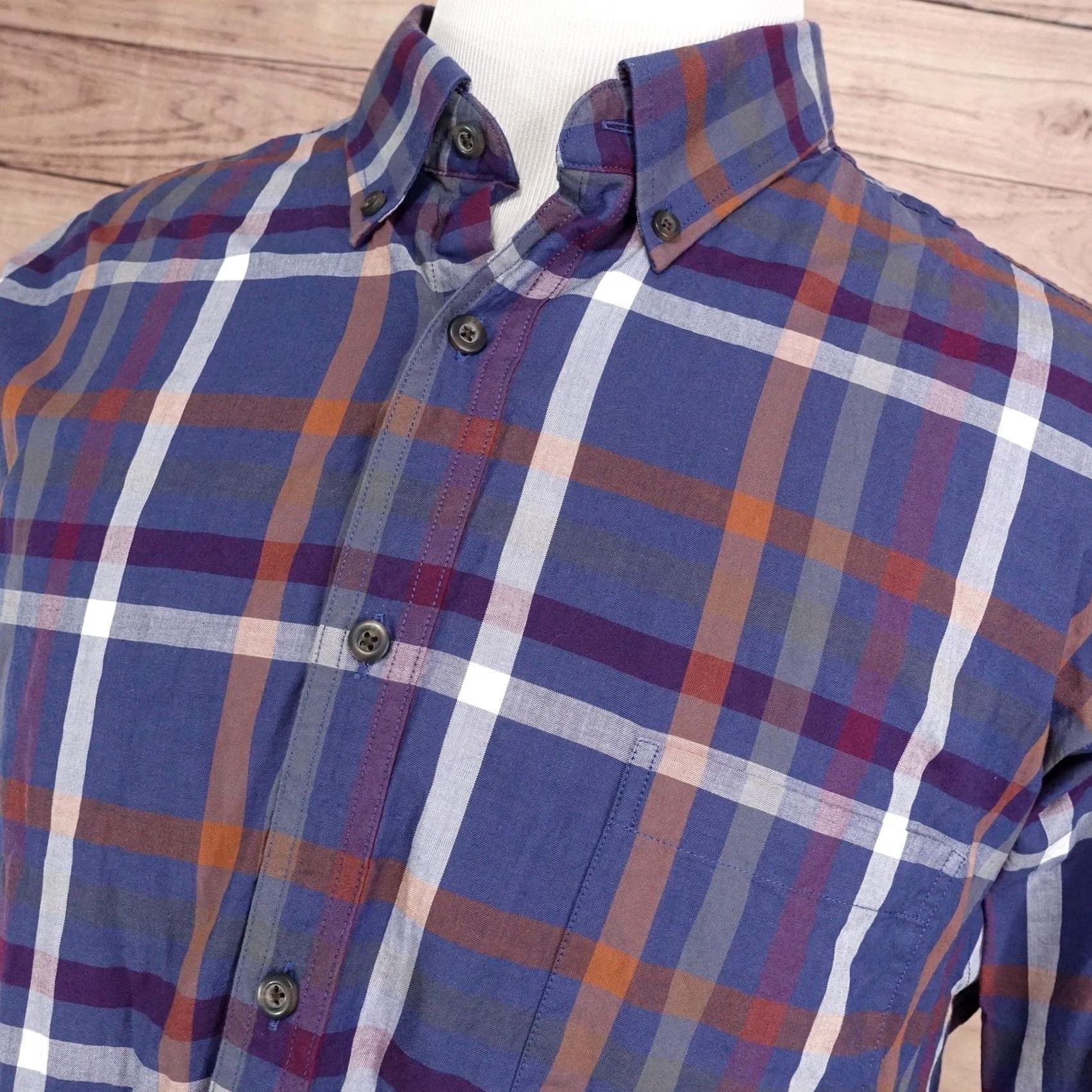 Roundtree & Yorke Roundtree & Yorke Shirt Mens 2XL Blue Plaid Long Sleeve Button-Up Pocket Cotton Size US XXL / EU 58 / 5 - 2 Thumbnail