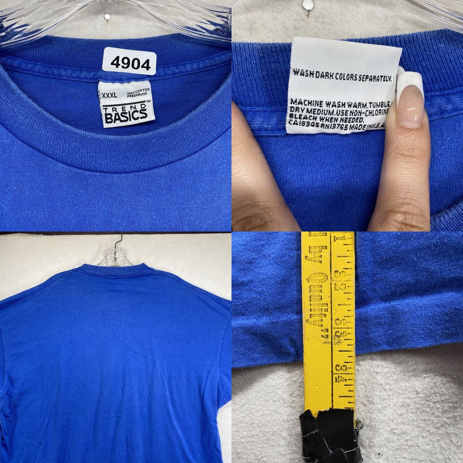 Vintage VINTAGE Trend Basics Men’s T-Shirt Crew Neck Short Sleeve 2XL Cotton Blend Blue Earth Tones Punk Grunge Street Size US XXL / EU 58 / 5 - 8 Thumbnail