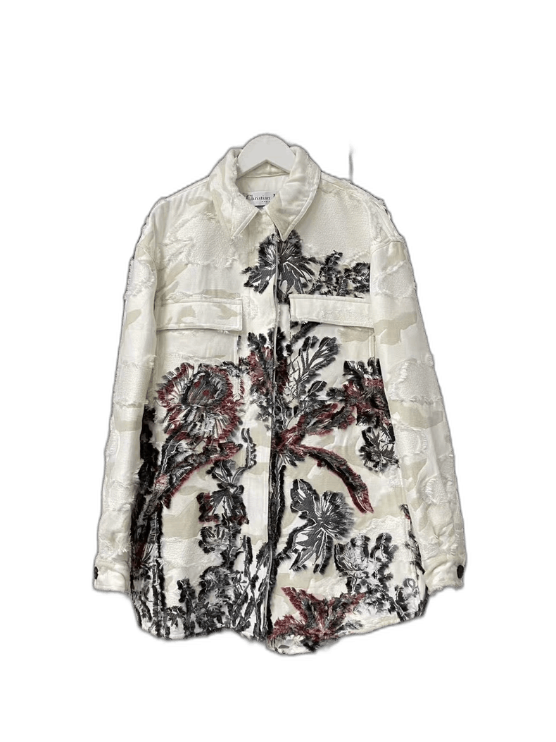 Dior Denim Jacket with Floral Design-2506