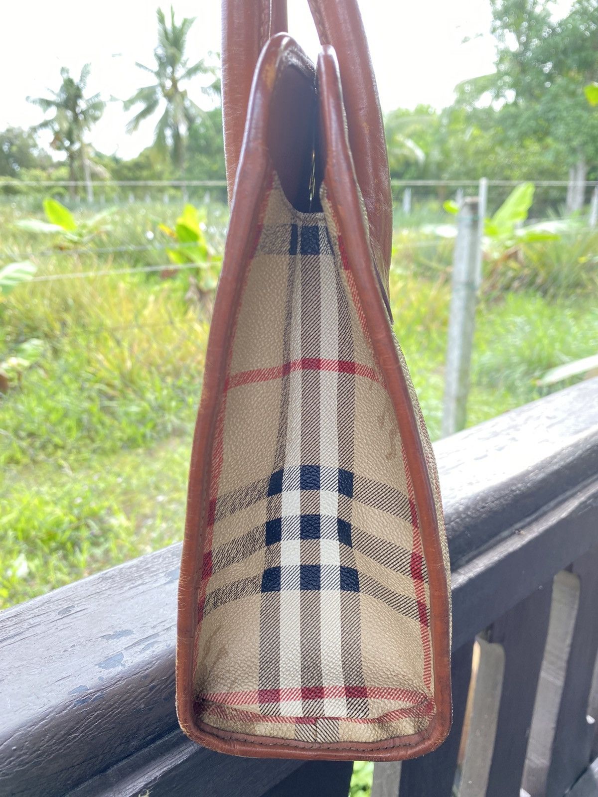 Burberry × Burberry Prorsum × Vintage 80s 90s VTG BURBERRYS NOVA CHECK LEATHER HAND BAG ITALY MADE Size ONE SIZE - 4 Thumbnail