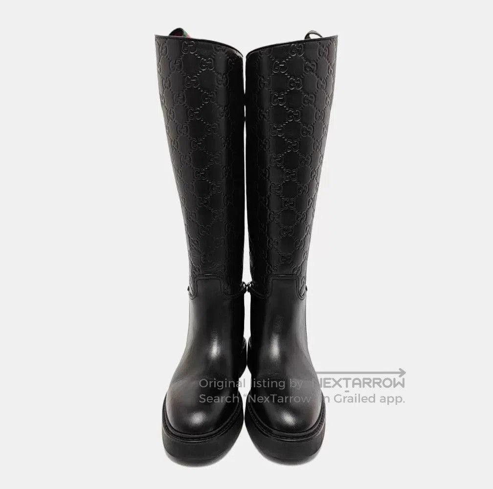 Gucci Gucci Calf Leather GG Monogram Long Boots. Size US 5 / IT 35 - 2 Thumbnail