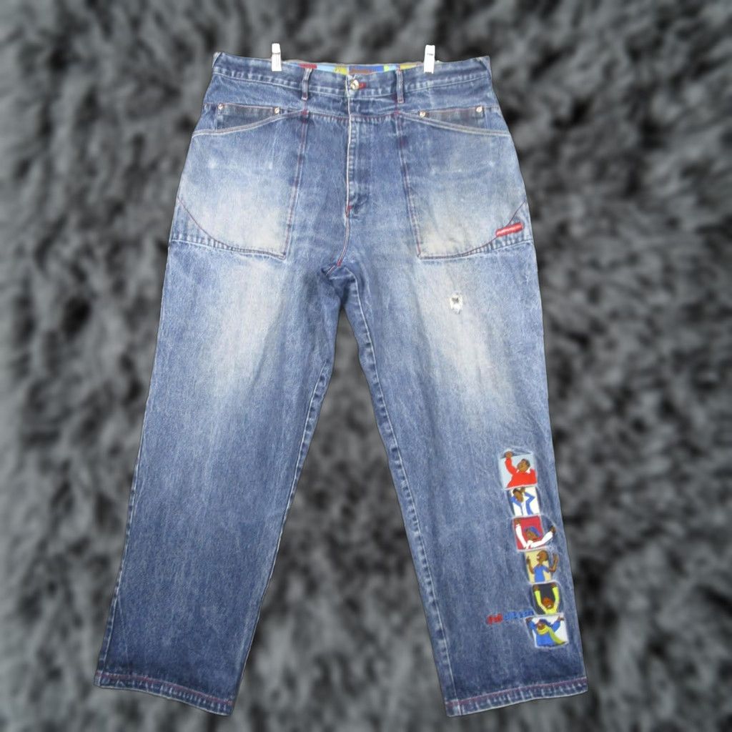 Fubu VINTAGE FUBU Platinum Fat Albert Jeans Mens 42x34 Baggy Denim Y2K 2000s Size US 42 / EU 58 - 1 Thumbnail