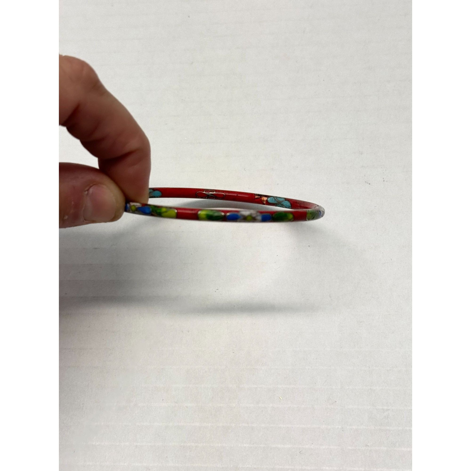 Vintage Vintage red cloisonné enamel bangle bracelet Size ONE SIZE - 3 Thumbnail