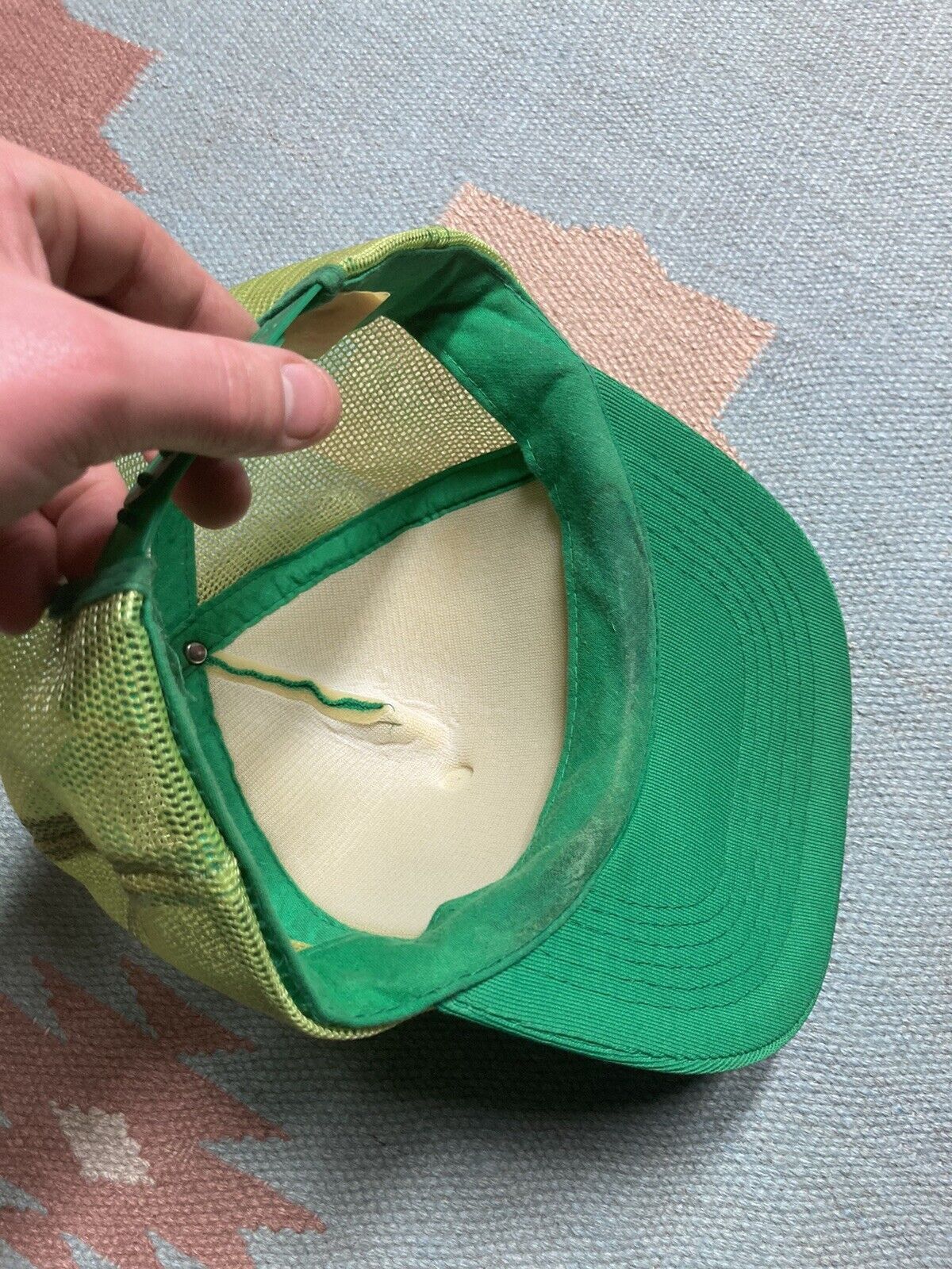 Vintage VTG trucker hat Quaker state racing nascar 80s 90s green Size ONE SIZE - 6 Thumbnail