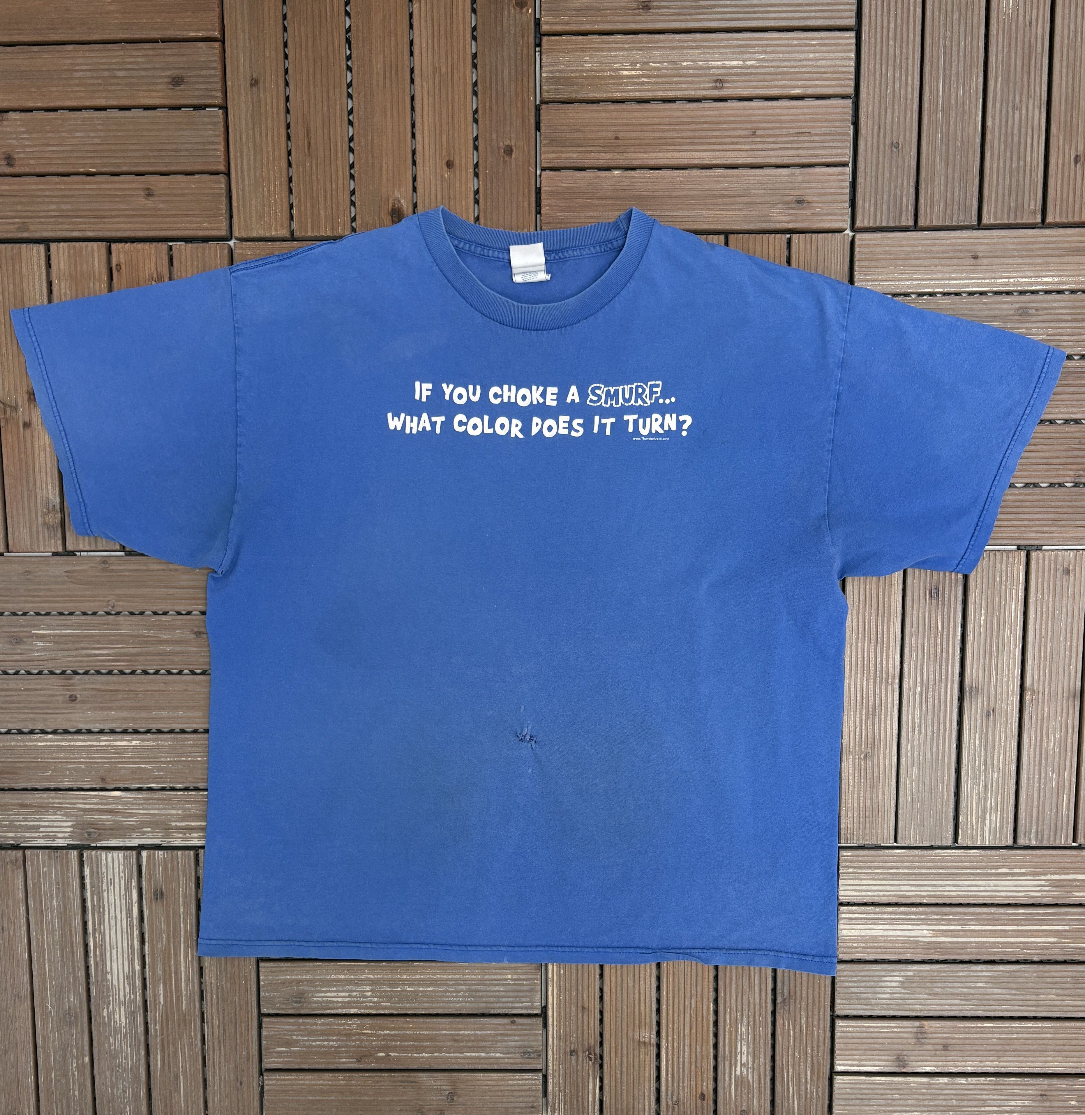 Vintage If You Choke A Smurf Vintage Blue T-Shirt Tee Size US XXL / EU 58 / 5 - 1 Thumbnail