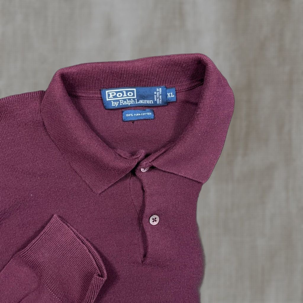 Polo Ralph Lauren Vintage Polo Ralph Lauren Sweater Men XL Marron Collared Pima Cotton Fine Knit Size US XL / EU 56 / 4 - 1 Thumbnail
