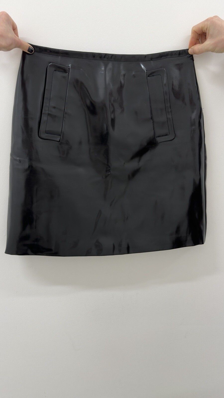 Prada Prada Vinyl Trapezoid A-Line Skirt Black Size 44 Size 30" / US 8 / IT 44 - 5 Thumbnail
