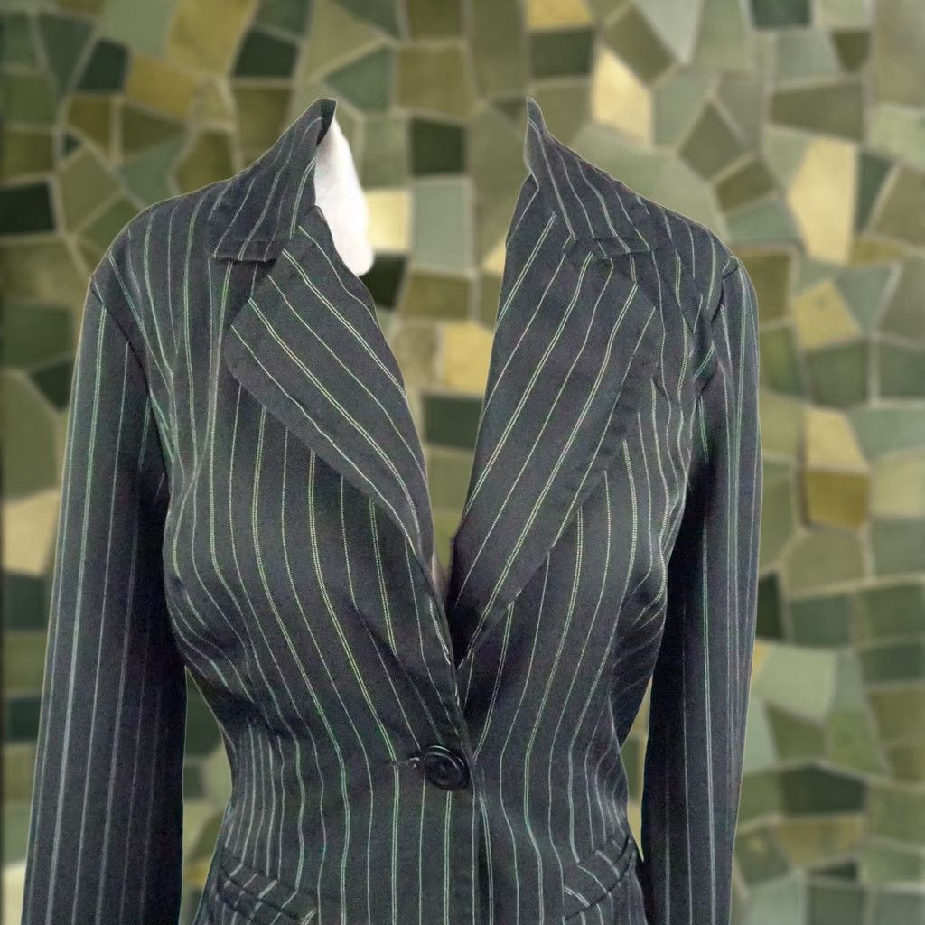 Vintage VINTAGE 90s A. Byer Black Pinstripe Blazer Jacket M Women Short Button Long Sleeve Fall Spring 90s Mens Womens Boys Girls Size M / US 6-8 / IT 42-44 - 1 Thumbnail