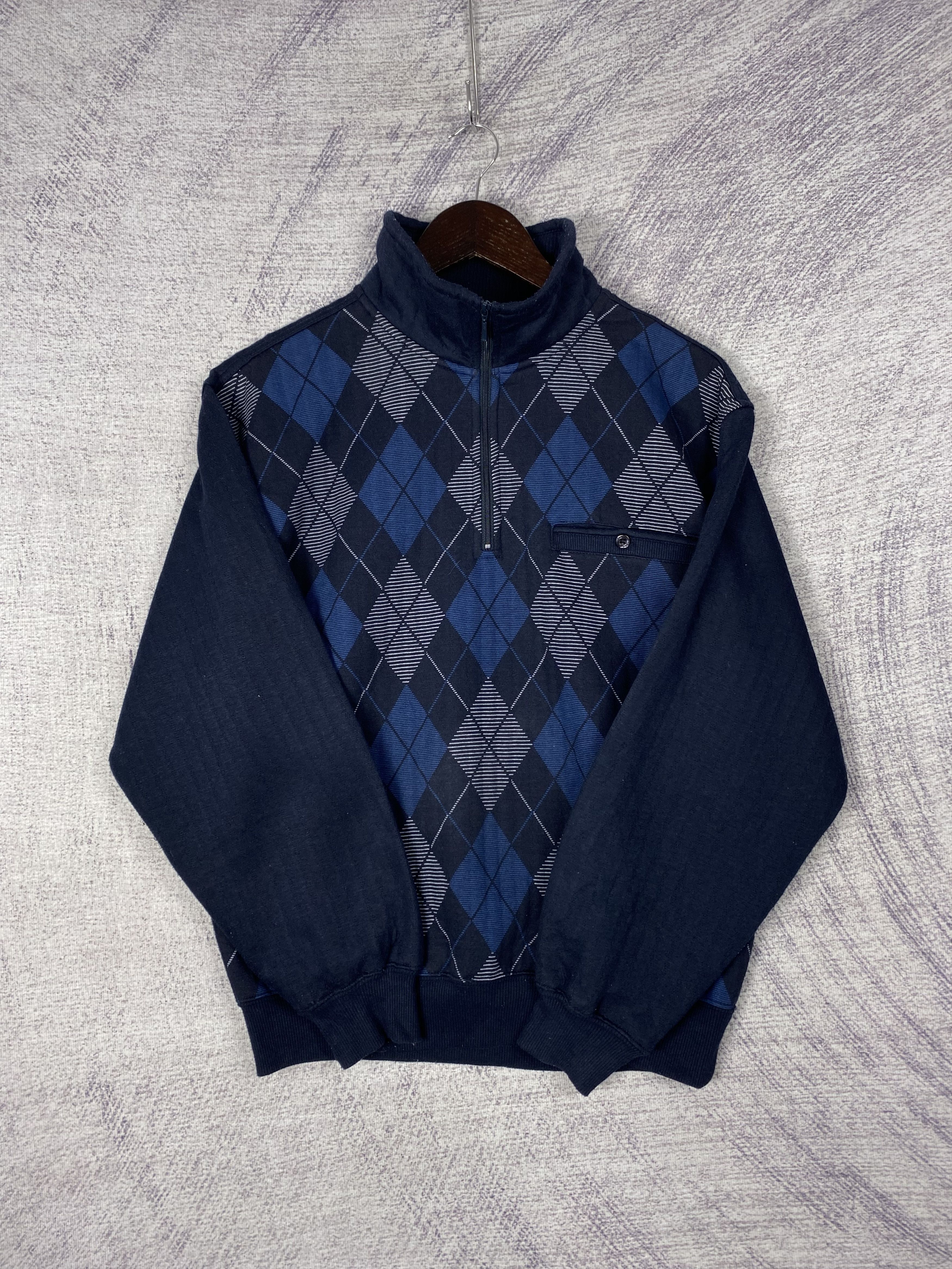 Japanese Brand Vintage Japanese Brand Half Zipper Argyle Style Sweatshirts Size US M / EU 48-50 / 2 - 4 Thumbnail