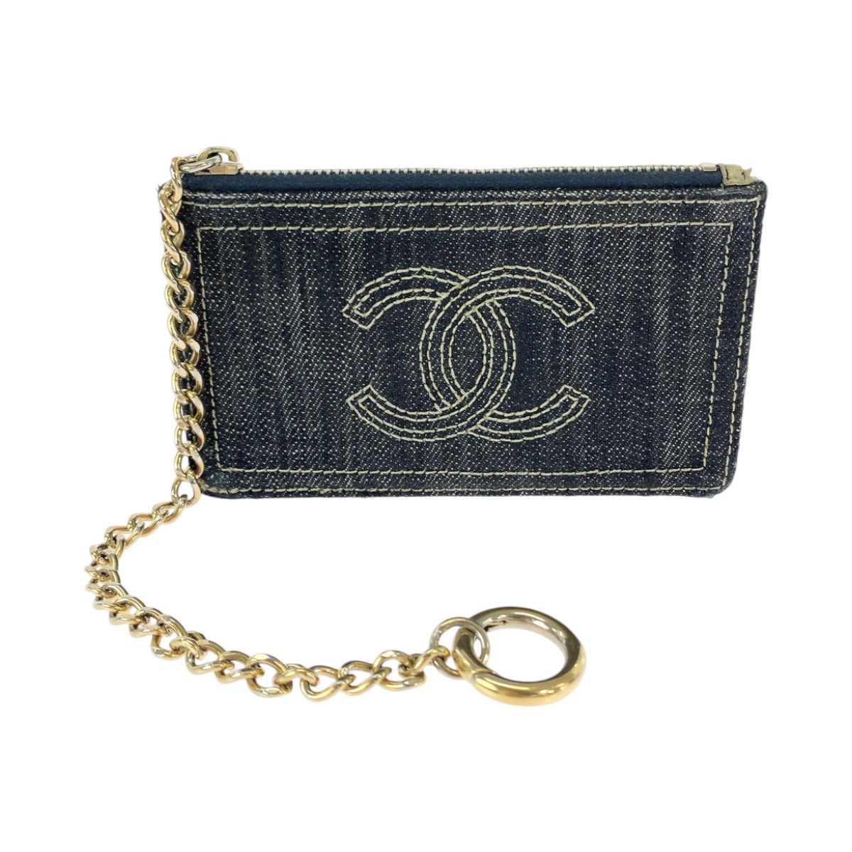 Chanel Chanel Chanel Denim Coin Case with Chain Denim Coin Case 406989 in Very Good Condition Size ONE SIZE - 1 Thumbnail