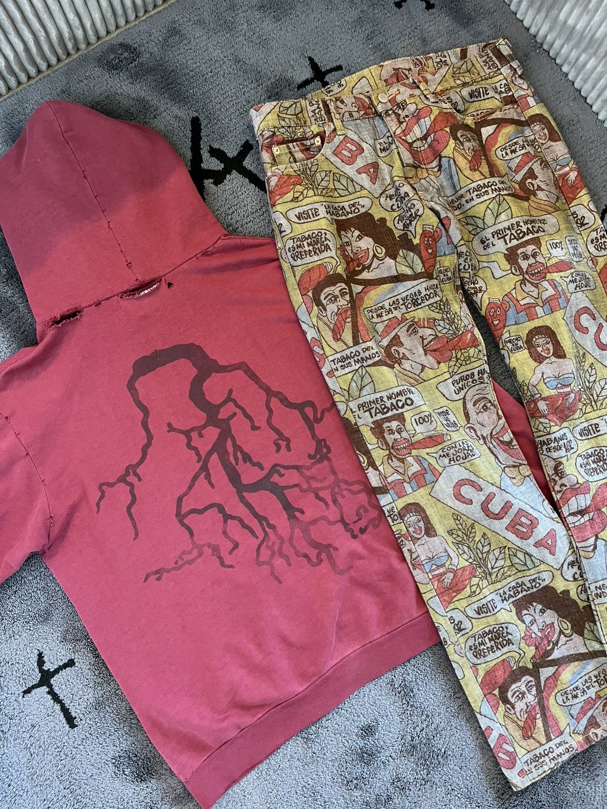 Junya Watanabe 2002 Comme Des Garçons Cuba Print Denim Jeans Size US 32 / EU 48 - 9 Thumbnail