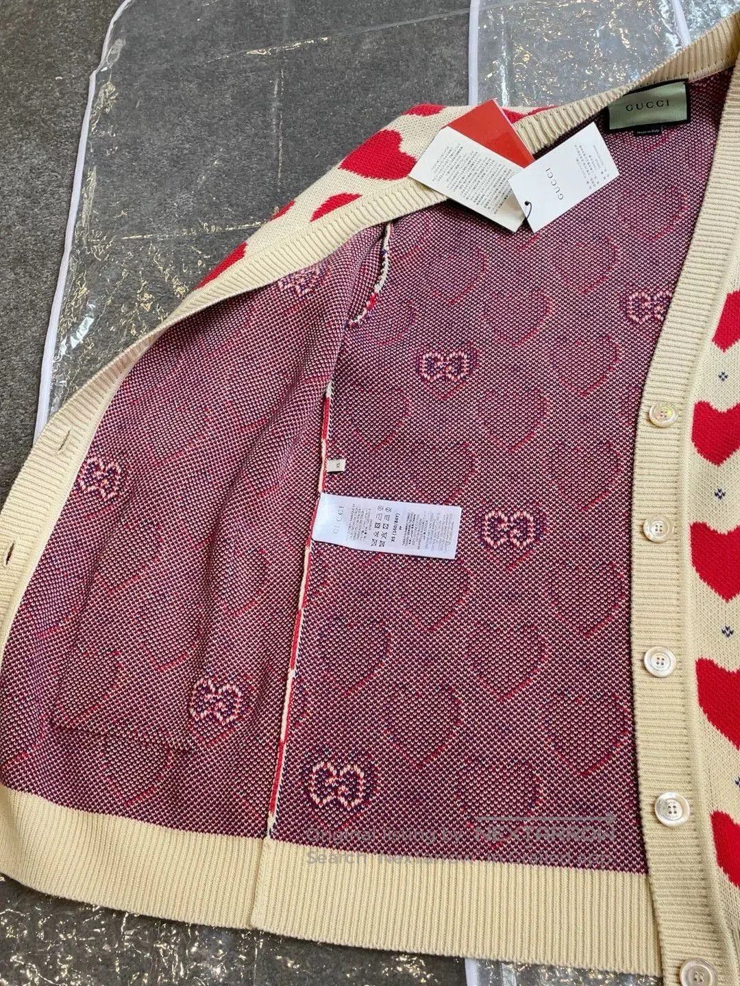 Gucci Gucci Heart Pattern Beige Knit Cardigan. Size XS / US 0-2 / IT 36-38 - 5 Thumbnail
