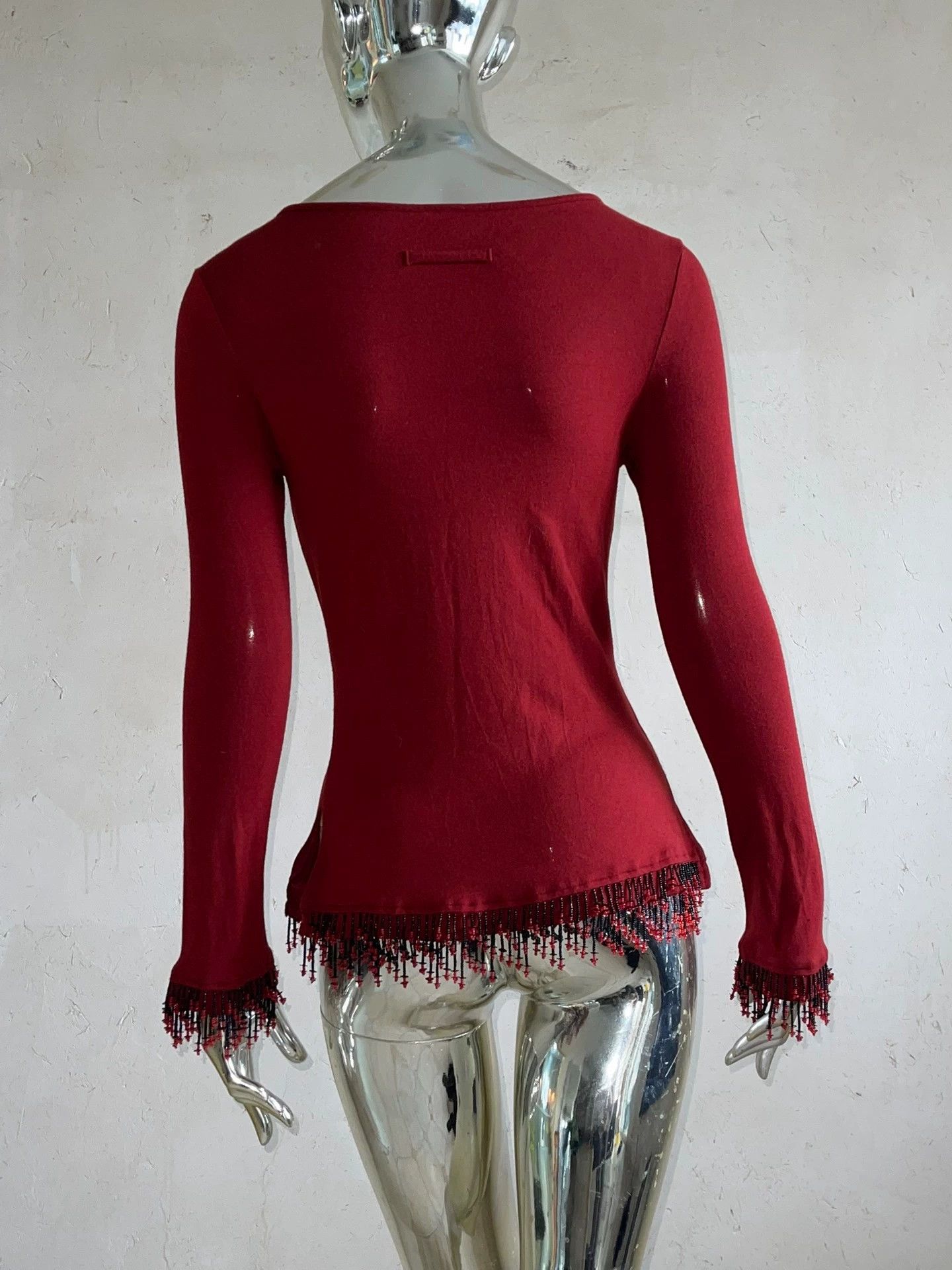 Jean Paul Gaultier Jean Paul Gaultier Blood Red Irregular Beaded Top Size S / US 4 / IT 40 - 4 Thumbnail