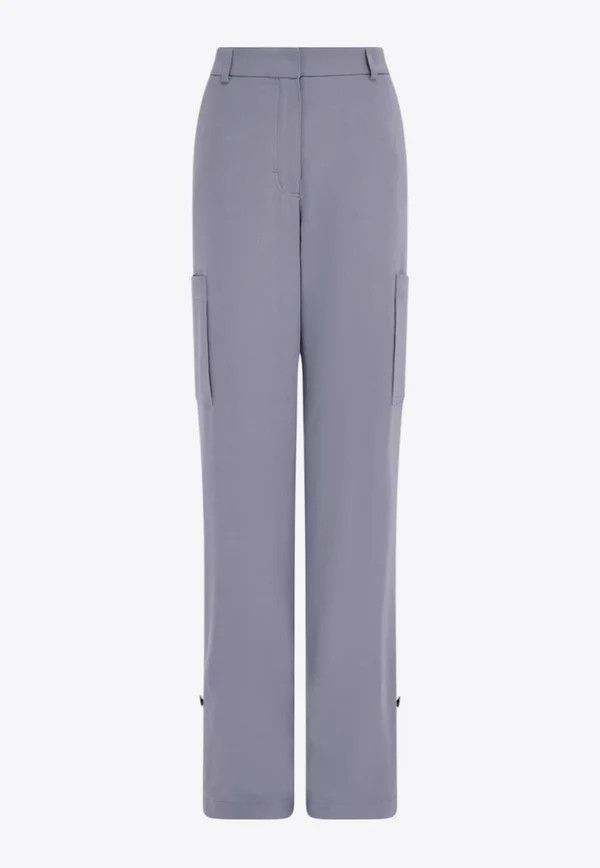 Salvatore Ferragamo o1s1rm0526 Straight-Leg Silk Cargo Pant in Grey Size 26" / US 2 / IT 38 - 1 Thumbnail