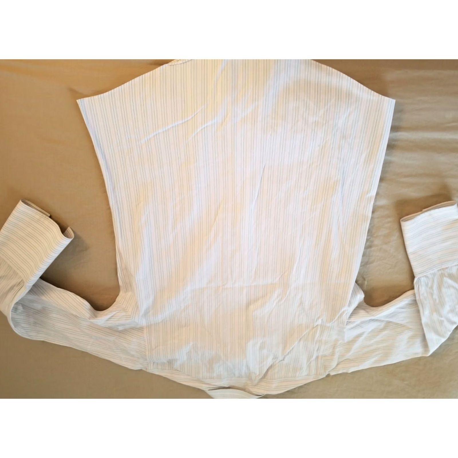 Brooks Brothers VINTAGE Brooks Brothers Dress Shirt Beige White Button-Up Long Sleeve 16.5 32 Mens Regular Cotton 16.5 32 Size 46R - 6 Thumbnail