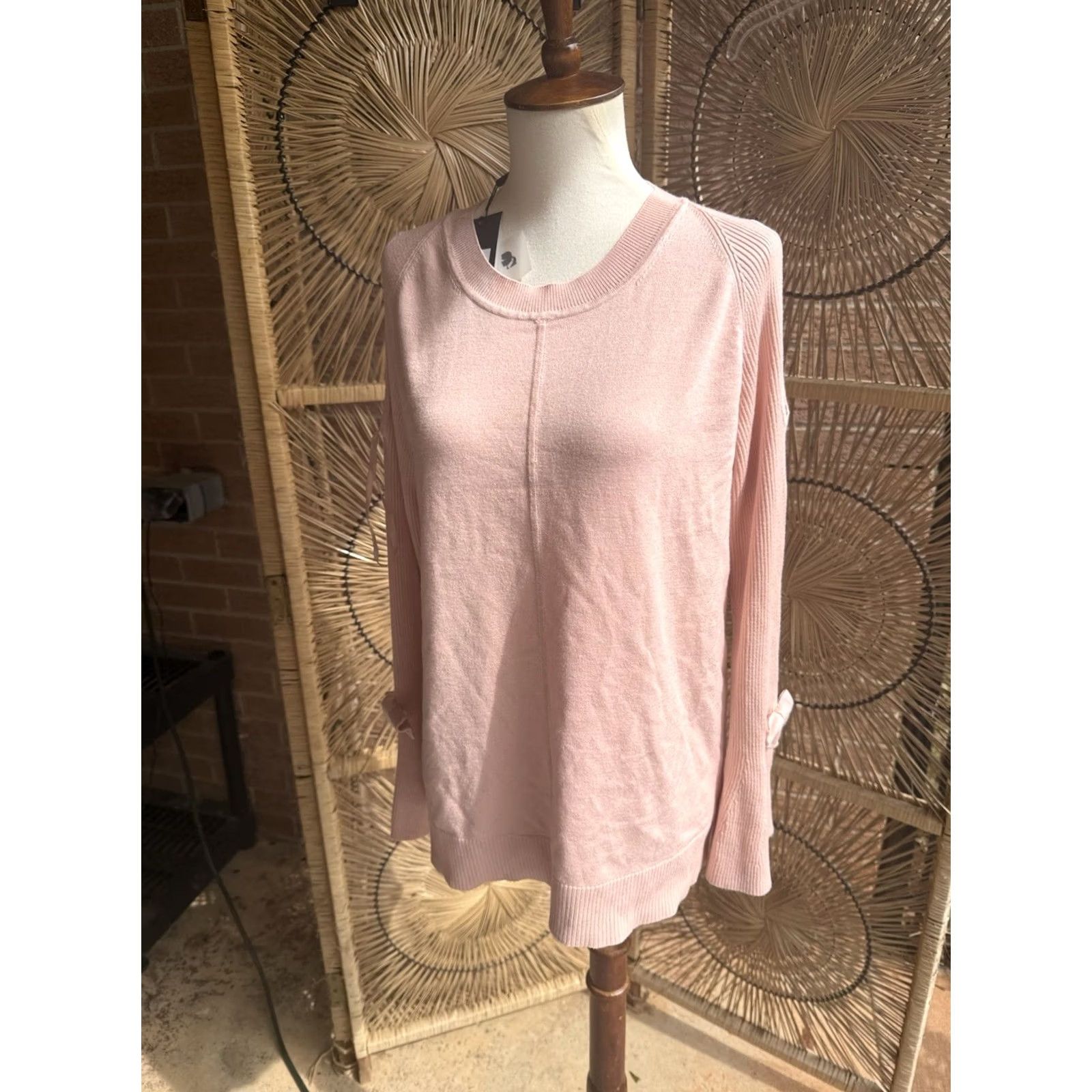 Karl Lagerfeld Karl Lagerfeld Paris Women Pink Cold Shoulder Bell Sleeve Sweater M Regular Womens Pullover Bow Open Round Neck Bell Sleeve Story Paris Theme Size M / US 6-8 / IT 42-44 - 2 Thumbnail