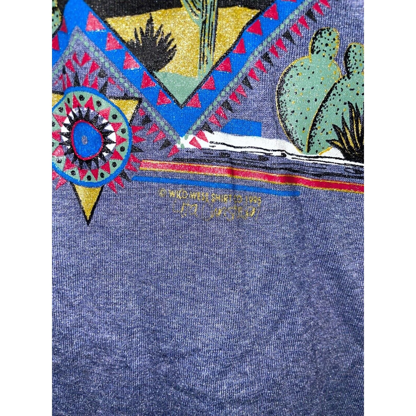 Jerzees Vintage Arizona Shirt Blue Native American Mountain Tee 90s Size US M / EU 48-50 / 2 - 6 Thumbnail