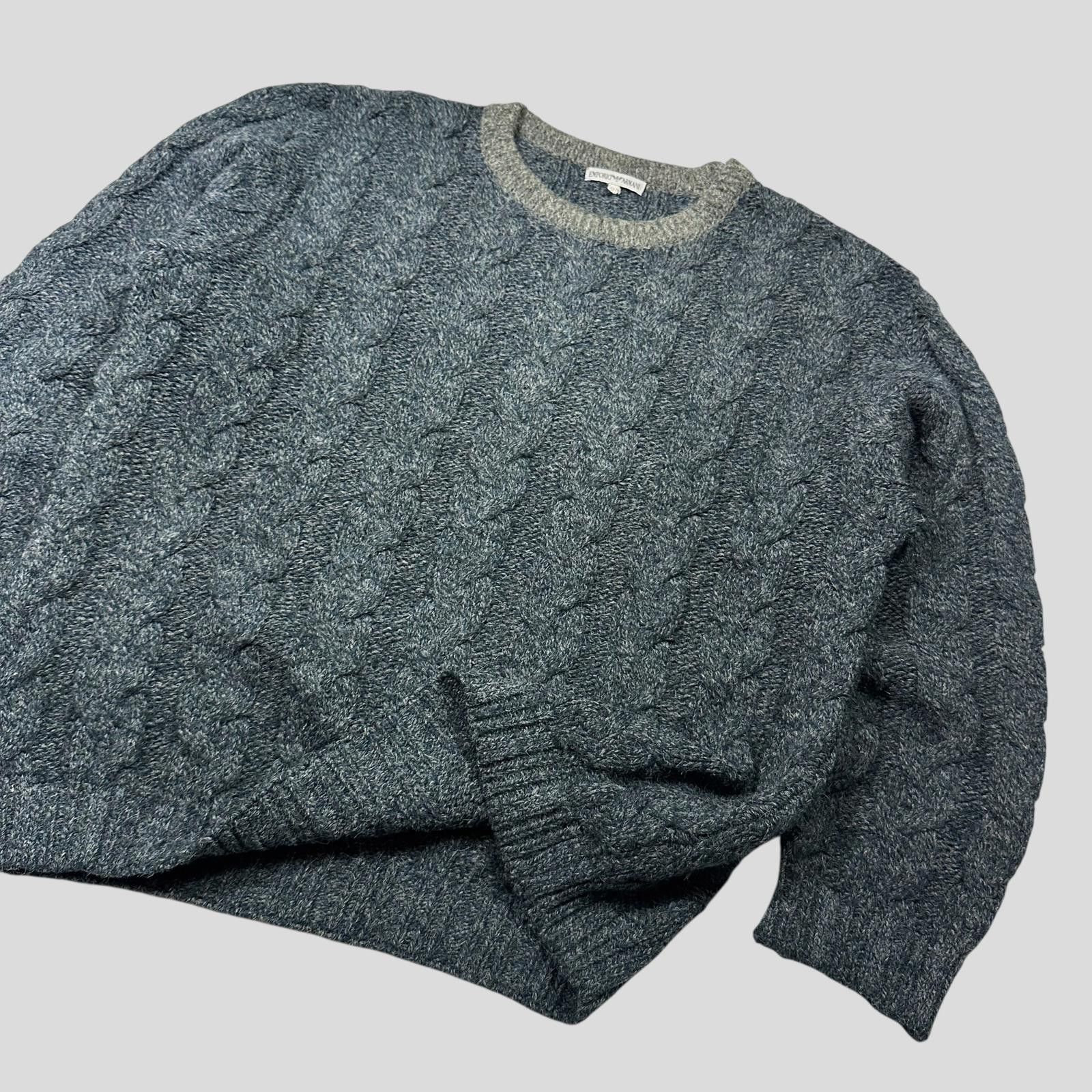 Armani Emporio Armani 80’s Alpaca Wool Cable Knit Jumper - L Size US L / EU 52-54 / 3 - 2 Thumbnail