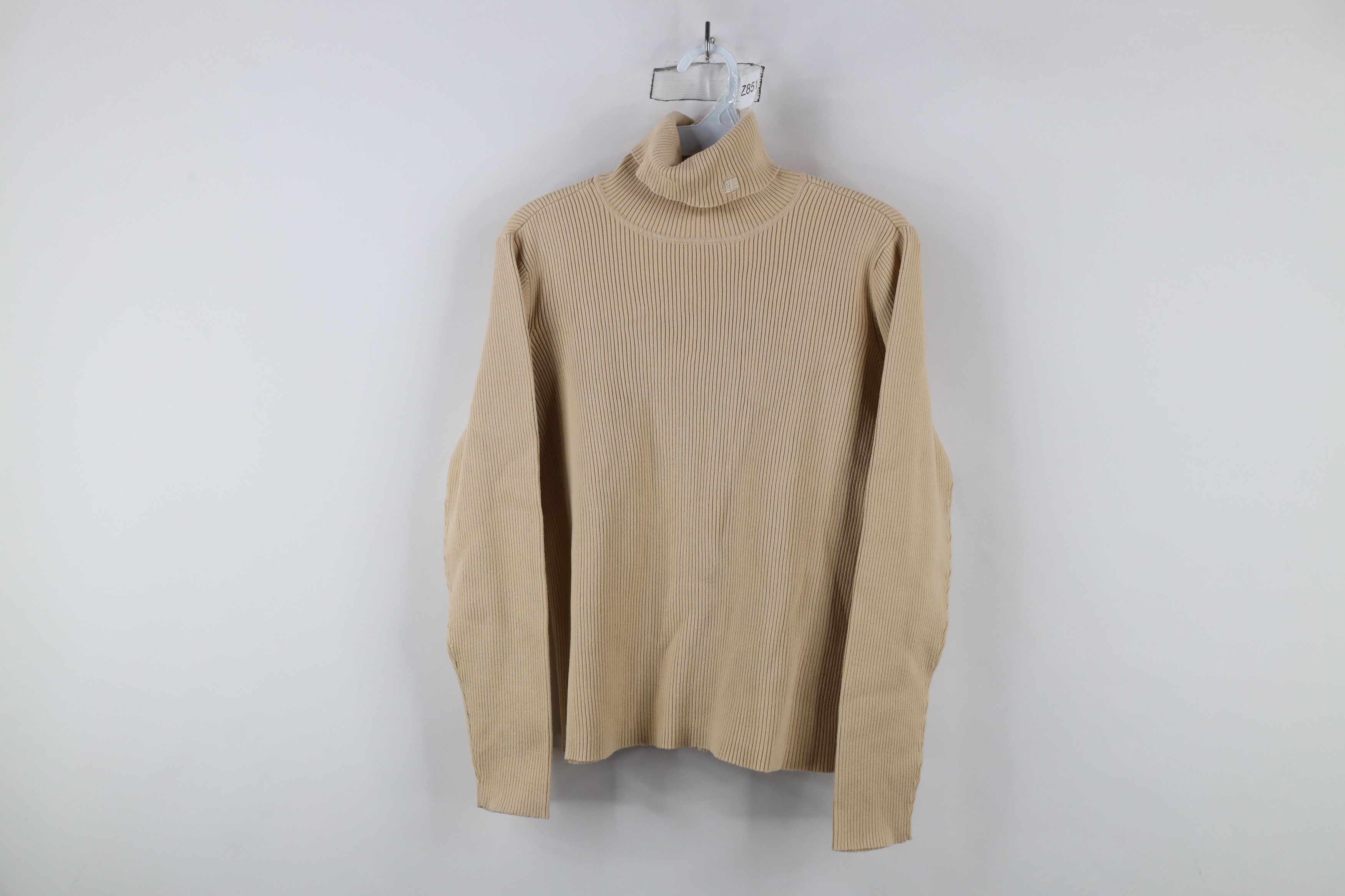 Vintage 90s Ralph Lauren Ribbed Turtleneck Sweater Beige