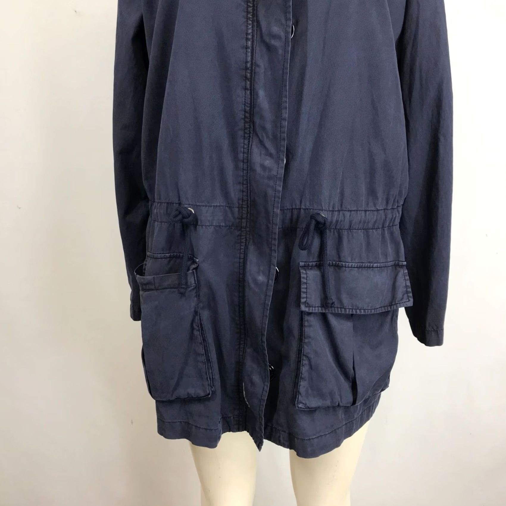 Vintage VINTAGE SEJOUR Women's 0X Navy Zip & Snap Closure Hooded Cargo Jacket Coat Shirt Size XL / US 12-14 / IT 48-50 - 3 Thumbnail
