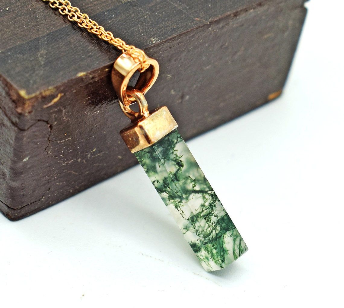 Handmade Genuine Moss Agate Pendant: 925 Sterling Silver Necklace Size ONE SIZE - 4 Thumbnail