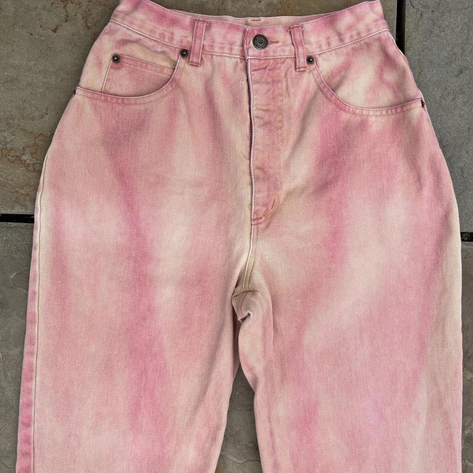 Vintage Vintage 90s Reworked Upcycled Pink Peach Jeans Size 26" / US 2 / IT 38 - 2 Thumbnail