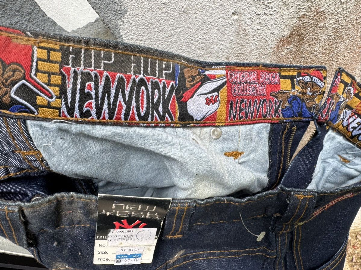 New York Yankees × Vintage VERY RARE🔥VTG 90s NY YANKEE HIPHOP BAGGY FLARE JEANS BOSS02 Size US 34 / EU 50 - 14 Thumbnail