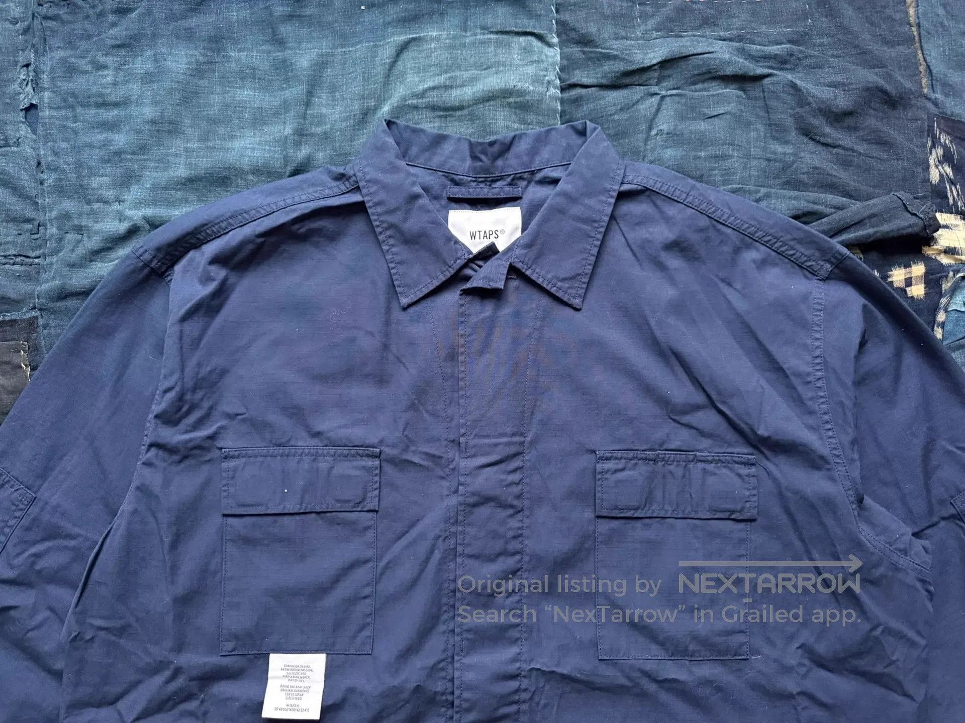 Wtaps Blue Button-Up Shirt with Graphic Print - Size M. Size US M / EU 48-50 / 2 - 4 Thumbnail