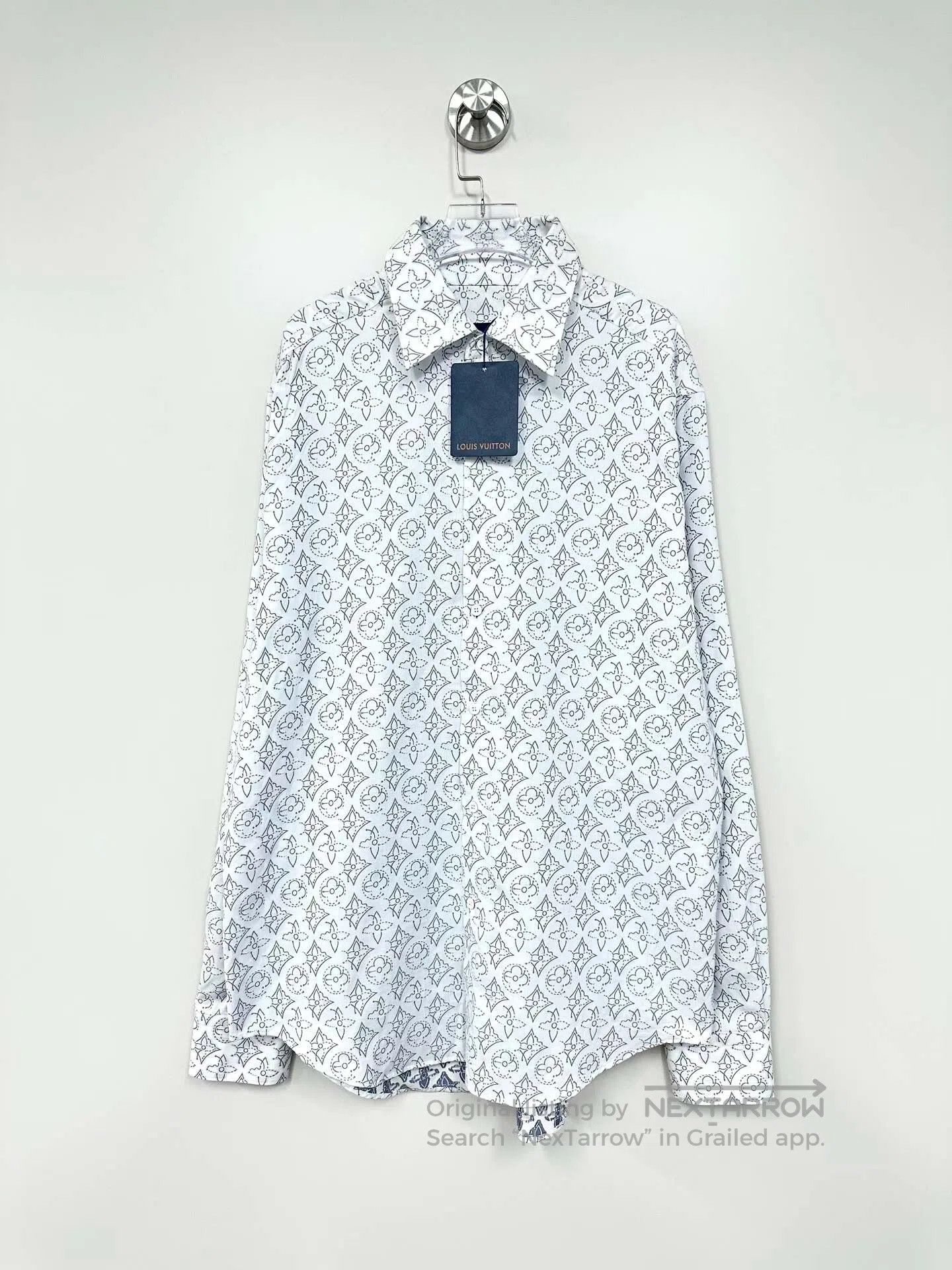 Louis Vuitton Louis Vuitton White three-flower print logo long-sleeve sh Size US XL / EU 56 / 4 - 1 Thumbnail