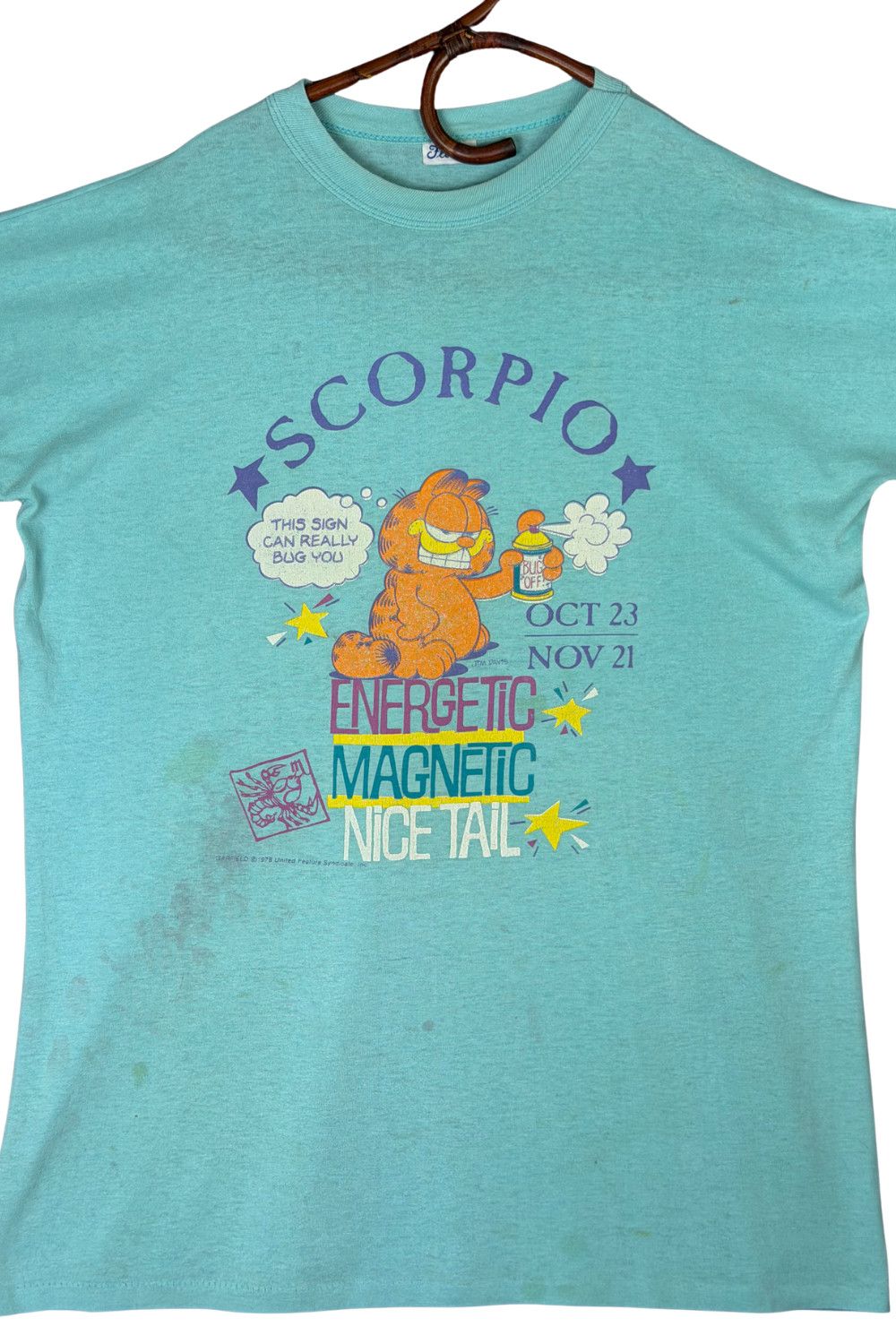 Vintage 1978s Garfield “Scorpio” Zodiac Tee - Boxy Fit, Single Size US L / EU 52-54 / 3 - 4 Thumbnail