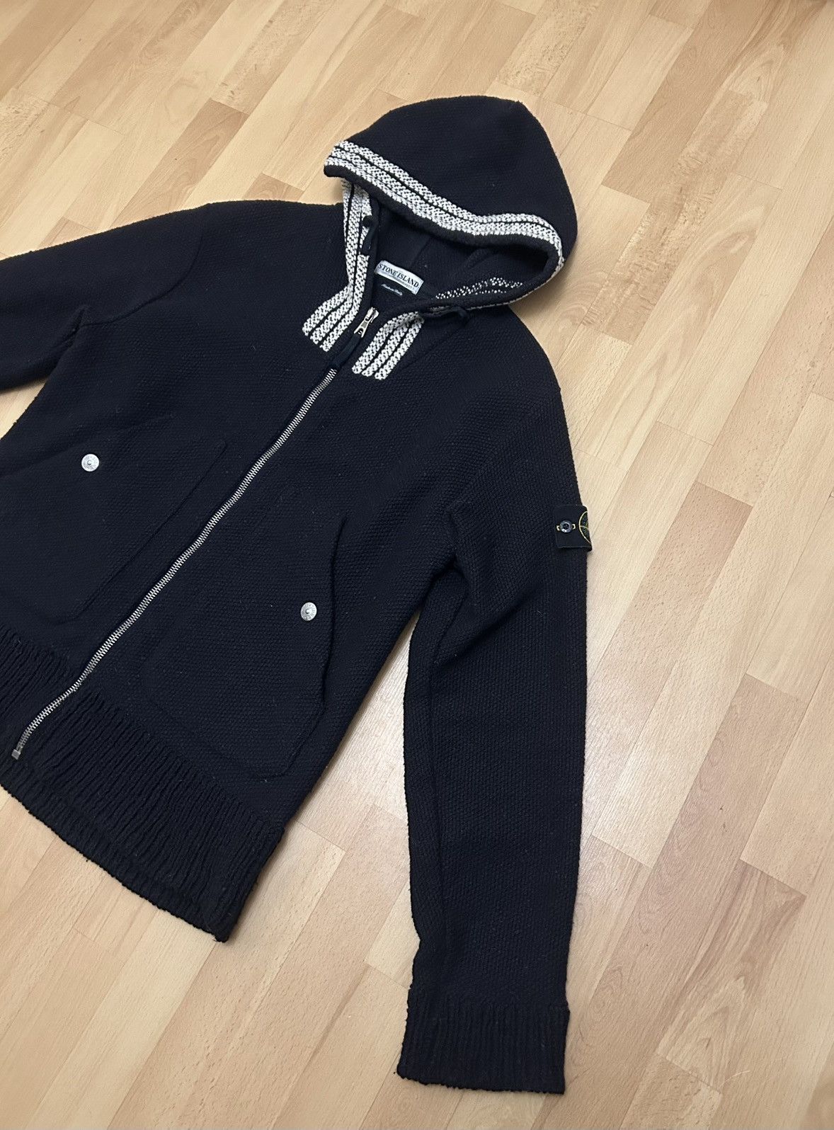 Stone Island Stone Island zip-up knit hoodie Paul Harvey/2001AW Size US L / EU 52-54 / 3 - 1 Thumbnail