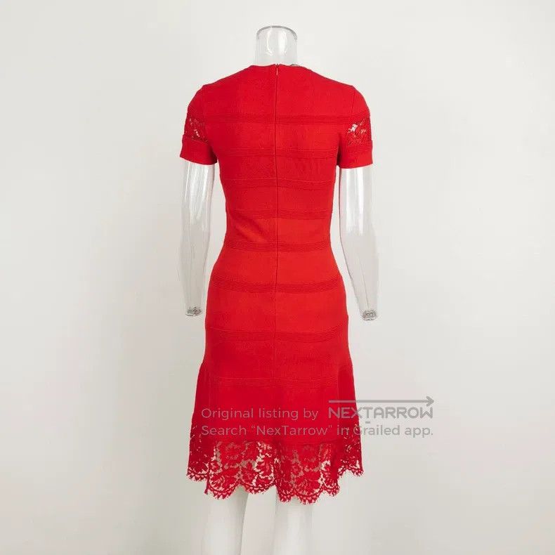 Valentino Valentino Red lace openwork lace crew neck dress Size S / US 4 / IT 40 - 2 Thumbnail