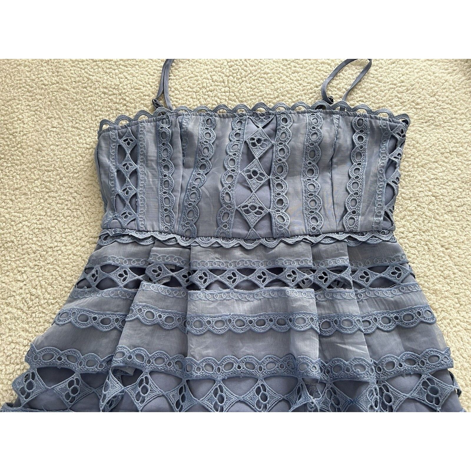 Other Endless Rose Combination Lace Spaghetti Strap Midi Dress Blu Size L / US 10 / IT 46 - 6 Thumbnail